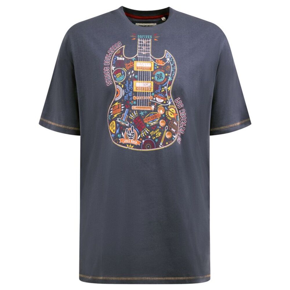 Duke Mens D555 Stockport Guitar Kingsize T-Shirt / Denim
